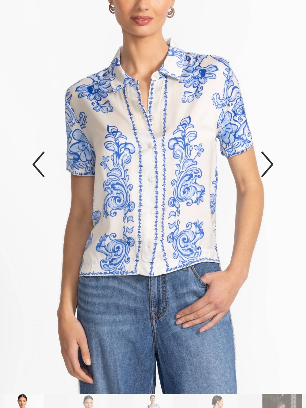 Johnny Was ARIANA BUTTON DOWN SHIRT Size S